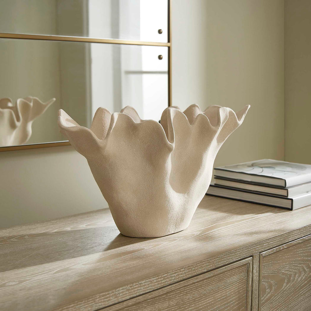 Uttermost Sand Dune Outdoor Ceramic Bowl - Sculptural Coral-inspired Design For Modern Spaces Brown,White Earthenware,Glaze 18284