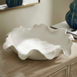 Uttermost Wave Crest White Ceramic Bowl - Sculptural Ocean-inspired Art For Indoor Or Outdoor Spaces White Earthenware,Glaze 18286