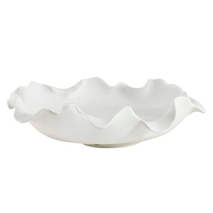 Uttermost Wave Crest White Ceramic Bowl - Sculptural Ocean-inspired Art For Indoor Or Outdoor Spaces White Earthenware,Glaze 18286