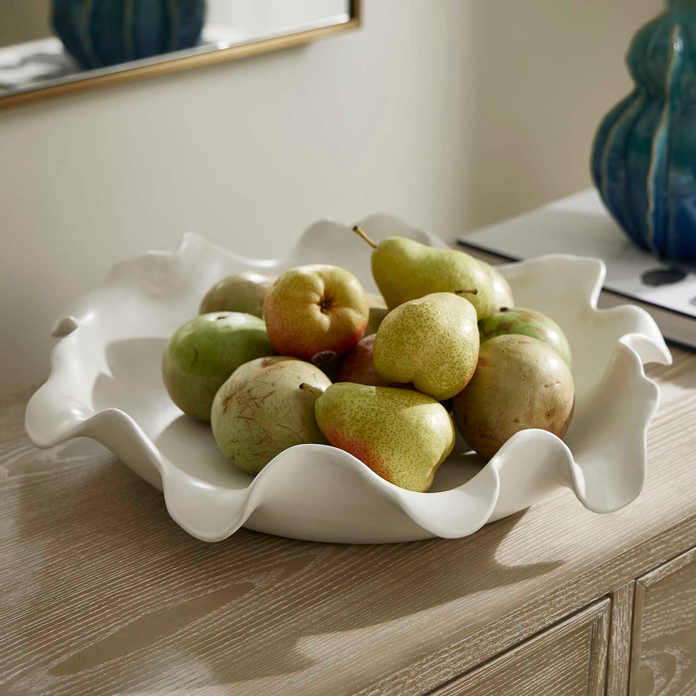 Uttermost Wave Crest White Ceramic Bowl - Sculptural Ocean-inspired Art For Indoor Or Outdoor Spaces White Earthenware,Glaze 18286