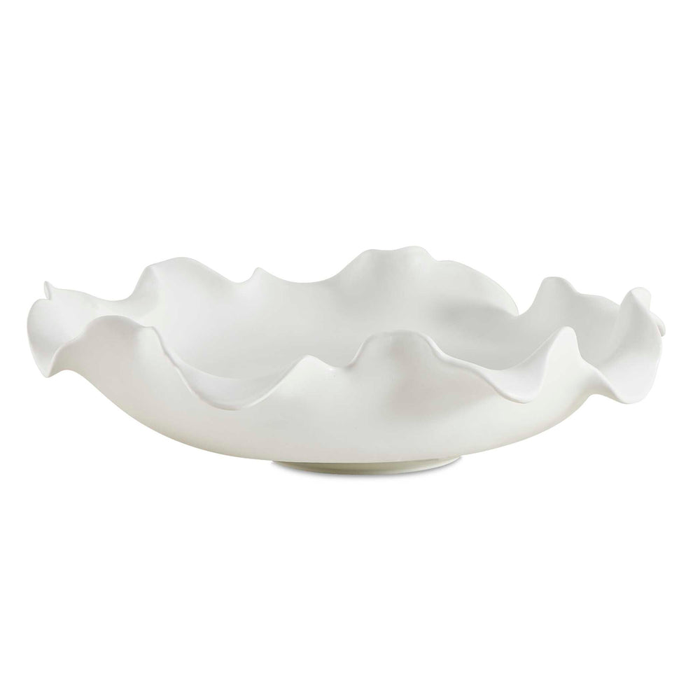 Uttermost Wave Crest White Ceramic Bowl - Sculptural Ocean-inspired Art For Indoor Or Outdoor Spaces White Earthenware,Glaze 18286