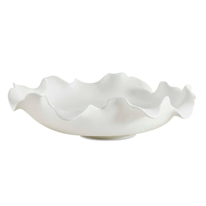Uttermost Wave Crest White Ceramic Bowl - Sculptural Ocean-inspired Art For Indoor Or Outdoor Spaces White Earthenware,Glaze 18286