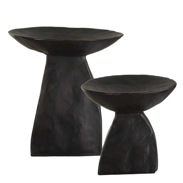 Uttermost Sculptural Pedestal Bowls Set Of 2 - Modern Dark Brown Decorative Accents For Any Space Brown Resin 18281
