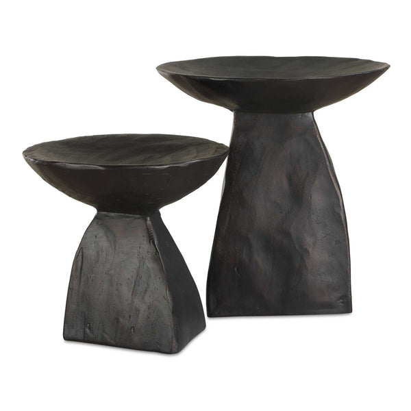 Uttermost Sculptural Pedestal Bowls Set Of 2 - Modern Dark Brown Decorative Accents For Any Space Brown Resin 18281