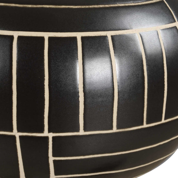 Uttermost Bold Black Ceramic Geometric Vases Set Of 2 - Handcrafted Modern Home Decor Accents Black,White Ceramic 18271