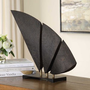 Uttermost Wind Crest Dark Bronze Sculpture - Modern Abstract Sail Design For Contemporary Elegance Bronze Iron 18273