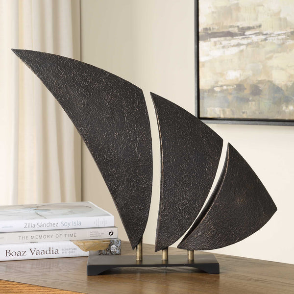 Uttermost Wind Crest Dark Bronze Sculpture - Modern Abstract Sail Design For Contemporary Elegance Bronze Iron 18273