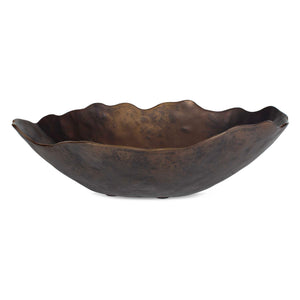 Uttermost Stunning Sculptured Outdoor Bowl With Organic Wavy Edge For Elegant Home Decor Accent Bronze Aluminium 18274