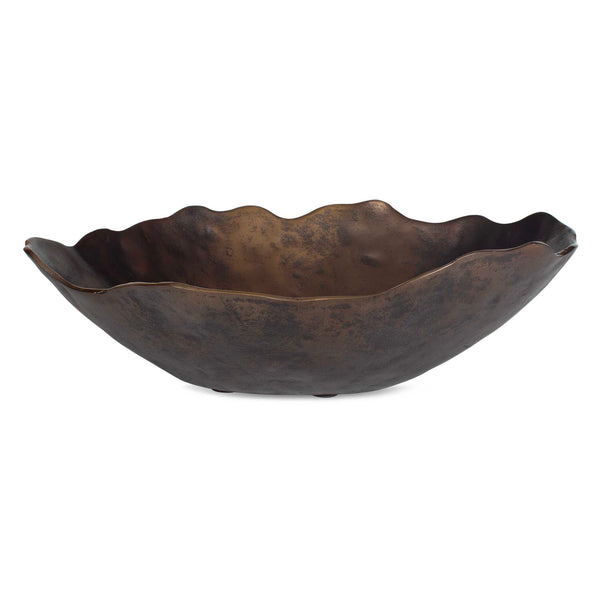 Uttermost Stunning Sculptured Outdoor Bowl With Organic Wavy Edge For Elegant Home Decor Accent Bronze Aluminium 18274