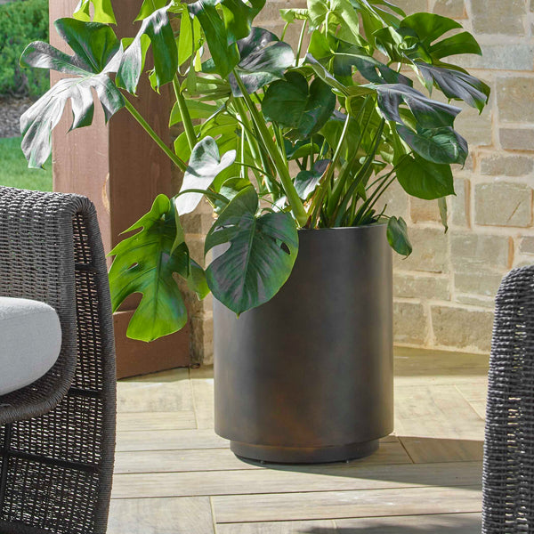 Uttermost Modern Matte Bronze Outdoor Planters Set Of 2 - Sleek Cylindrical Design For Elevation Bronze Iron 18276