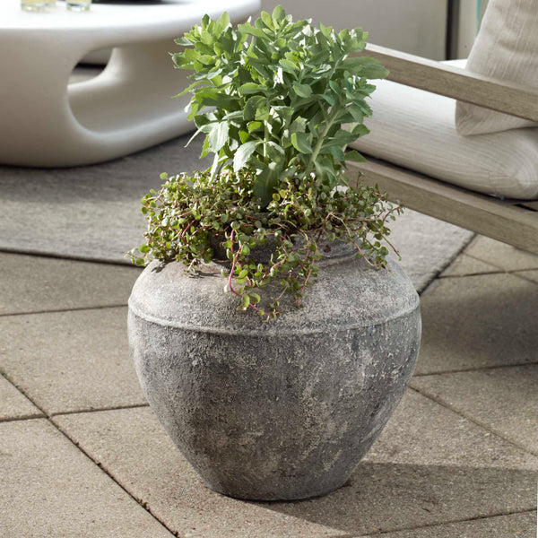 Uttermost Echoes Of Time Rustic Whitewash Concrete Planter – Timeless Charm For Gardens & Indoors Black,White Grc 17140
