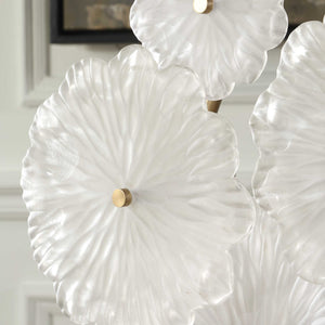 Uttermost Elegant Floral Glass Sculpture Table With Golden Stems & Black Marble Base For Sophistication Gold,White Glass,Metal,Marble 18280