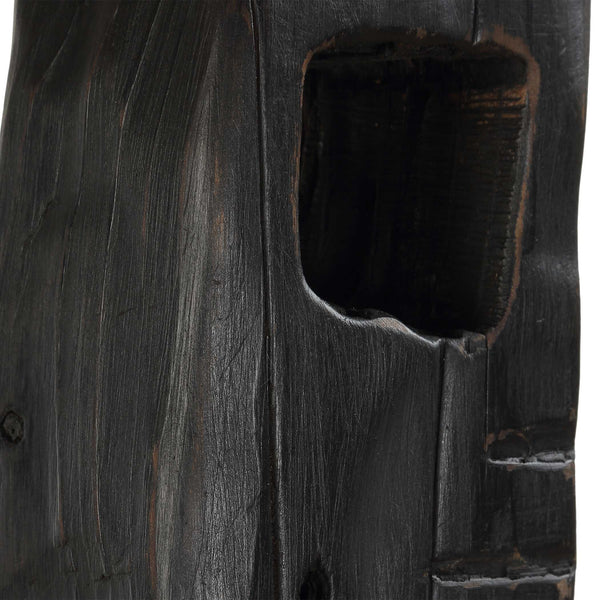 Uttermost Uttermost Aged Black Wood Totems Set Of 2 – Abstract Geometric Sculptures, Slim Freestanding Decor 27" 18282
