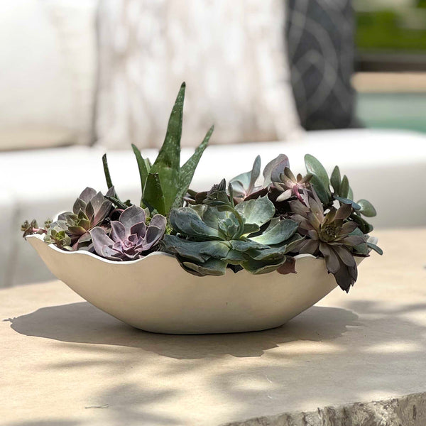 Uttermost Stunning Sculptured Outdoor Bowl With Organic Wavy Edge For Elegant Home Decor Accent White Aluminium 18275