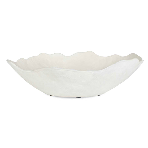 Uttermost Stunning Sculptured Outdoor Bowl With Organic Wavy Edge For Elegant Home Decor Accent White Aluminium 18275
