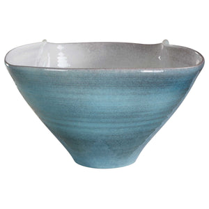 Uttermost Uttermost Blue Crest Ceramic Bowl — Vibrant Blue Crackle Glaze, Wavy Sculptural Rim Centerpiece 18278
