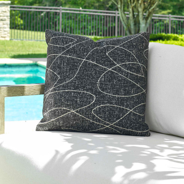 Uttermost Loopy Loop Outdoor Pillow - Multi-tonal Onyx With Water-resistant Casing & Plush Fill Black Acrylic,Polyester 64063