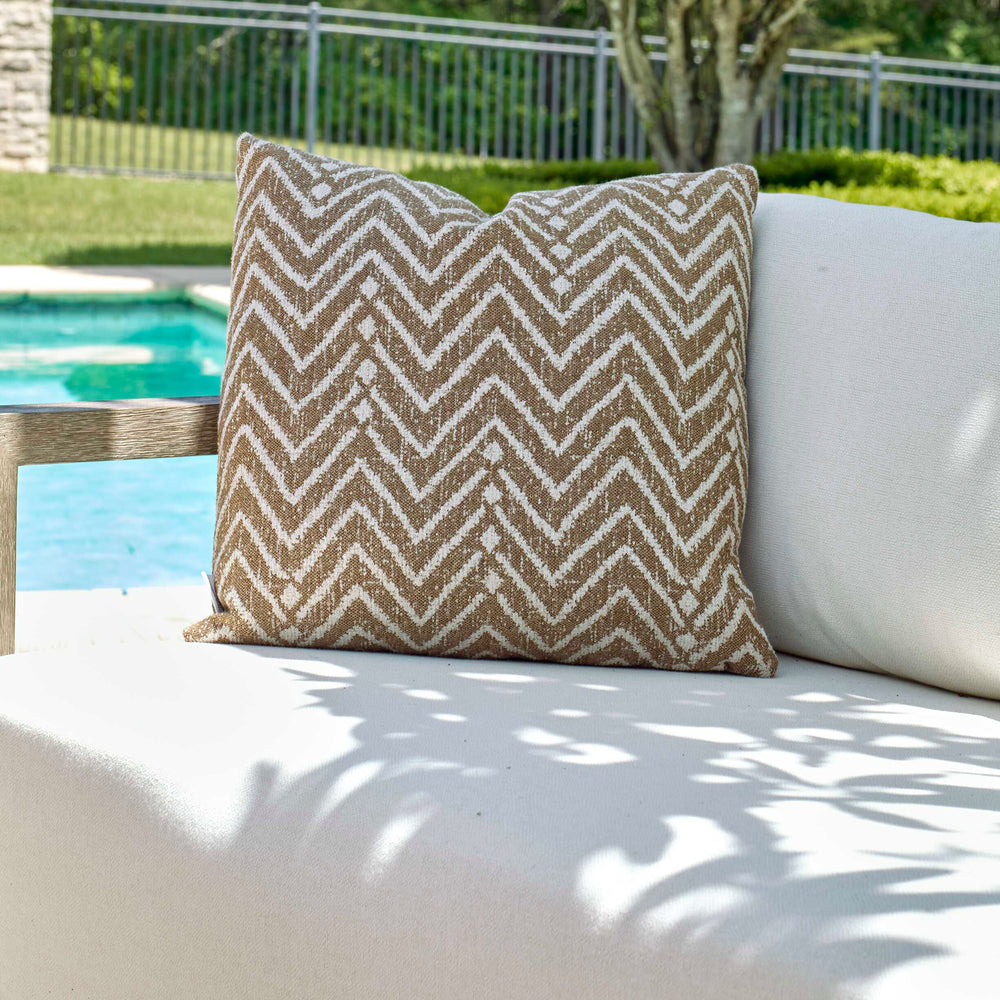 Uttermost Argo Toffee Outdoor Pillow - Stylish Cream Tribal Pattern, Water-resistant & Plush Comfort Brown Acrylic,Polyester 64064