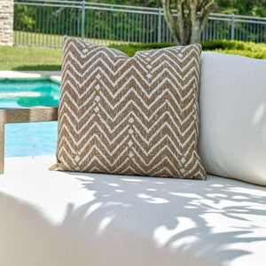 Uttermost Argo Toffee Outdoor Pillow - Stylish Cream Tribal Pattern, Water-resistant & Plush Comfort Brown Acrylic,Polyester 64064