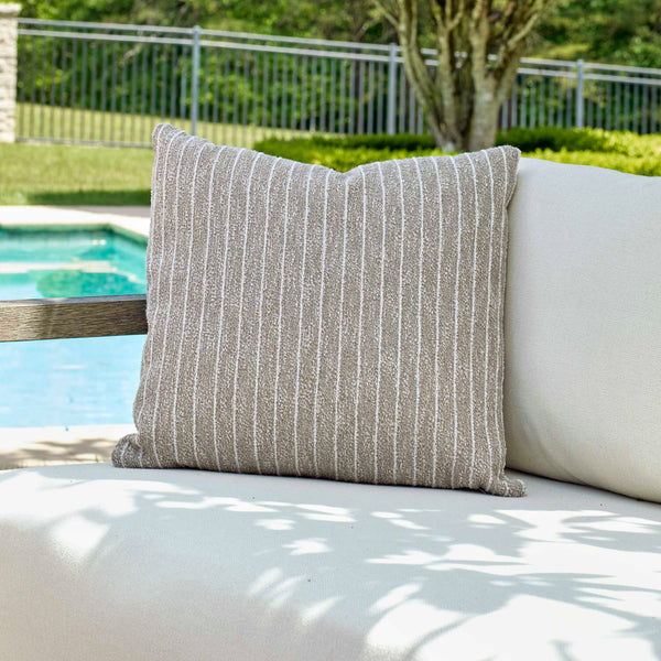 Uttermost Outdoor Striped Pillow - Water-resistant, Plush Comfort With Sunbrella Fabric, Usa-made Brown,White Polyester,Acrylic,Recy Poly 64065
