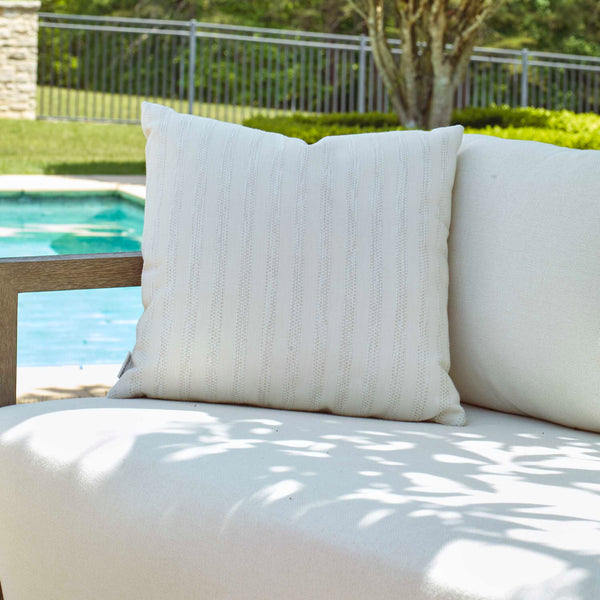 Uttermost Outdoor Pillow With Elegant Basketweave Stripe In Sunbrella – Plush & Water-resistant Design White Polyester,Acrylic 64067