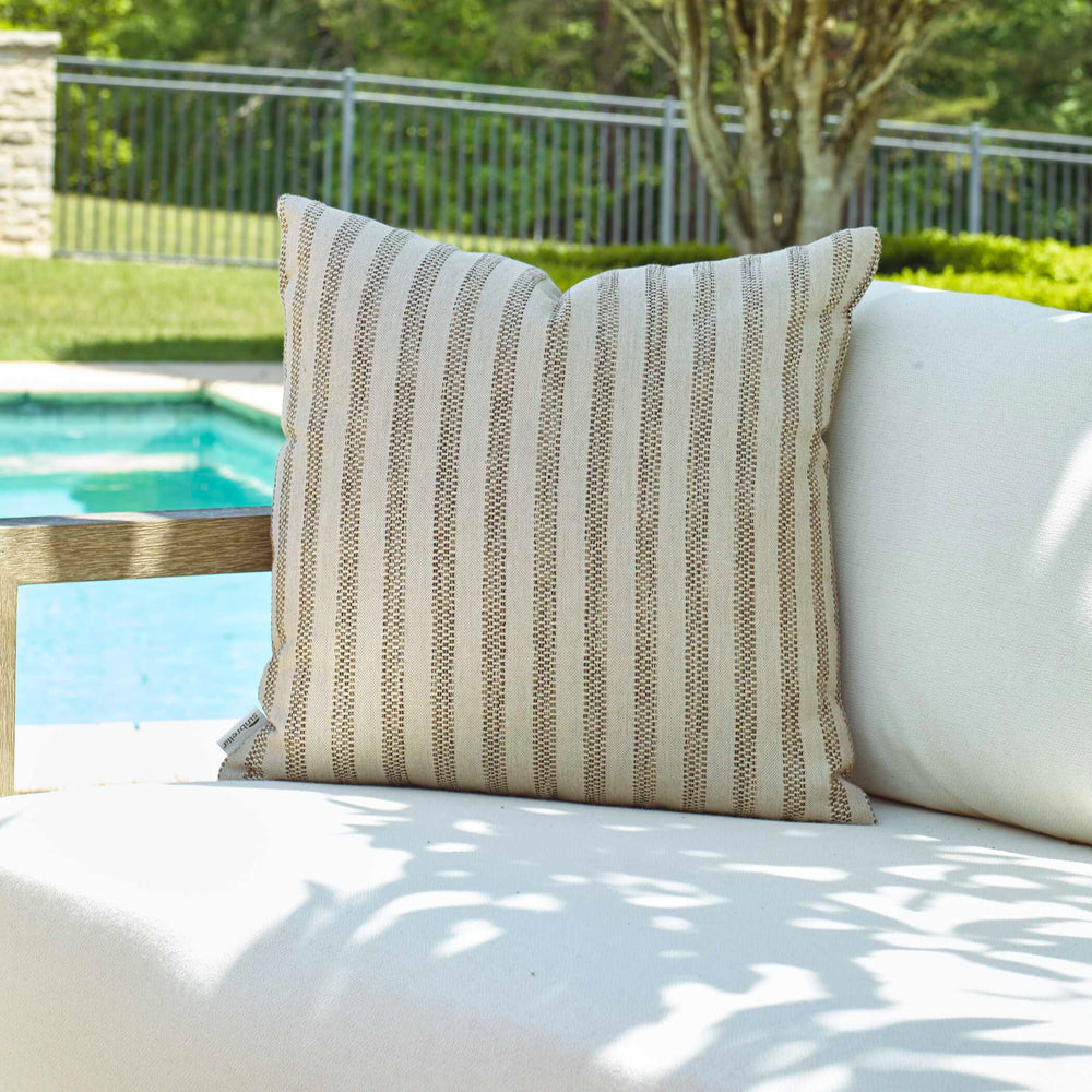 Uttermost Outdoor Pillow With Elegant Basketweave Stripe In Sunbrella – Plush & Water-resistant Design Brown Acrylic,Polyester 64068