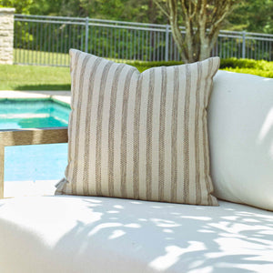 Uttermost Outdoor Pillow With Elegant Basketweave Stripe In Sunbrella – Plush & Water-resistant Design Brown Acrylic,Polyester 64068