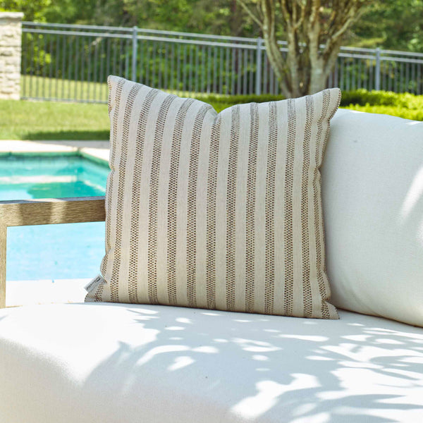Uttermost Outdoor Pillow With Elegant Basketweave Stripe In Sunbrella – Plush & Water-resistant Design Brown Acrylic,Polyester 64068