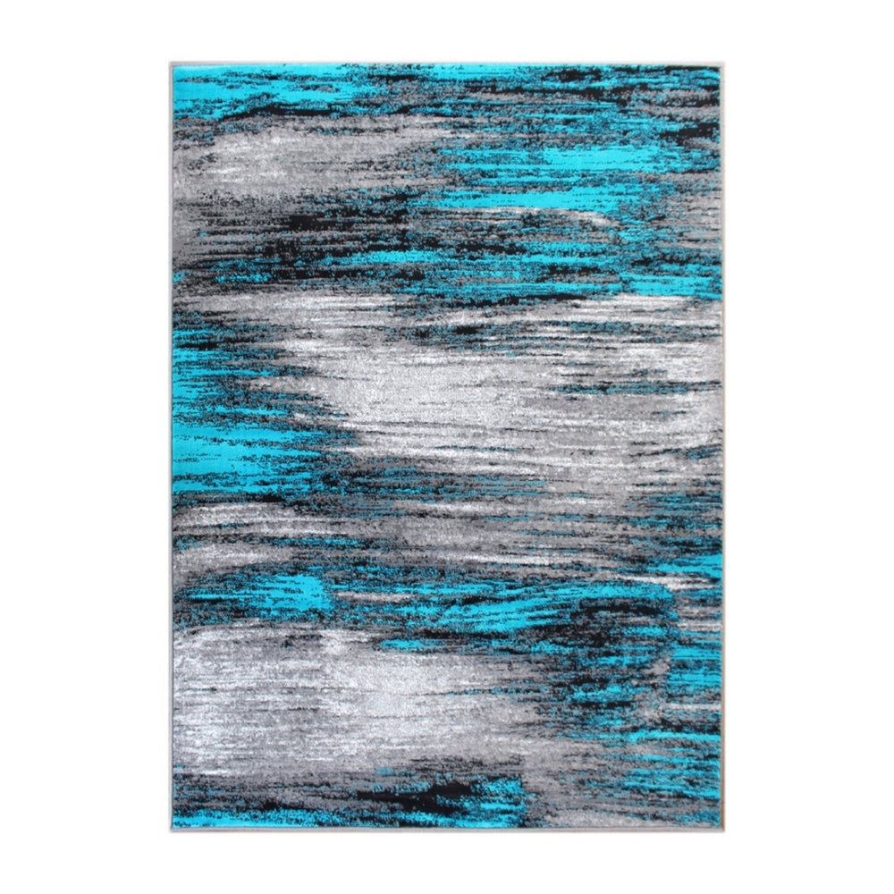 English Elm Rylan Collection Abstract Area Rug - Modern Design with Jute Backing for Stylish Home Decor Turquoise 6' x 9' ACD-RG1100-69-TQ-GG