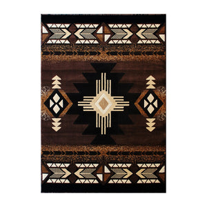 English Elm Mohave Collection Southwestern Style Area Rug - Durable Olefin Fibers with Jute Backing for Comfort Chocolate 5' x 7' ACD-RG136-57-CO-GG