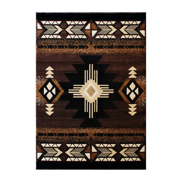 English Elm Mohave Collection Southwestern Style Area Rug - Durable Olefin Fibers with Jute Backing for Comfort Chocolate 5' x 7' ACD-RG136-57-CO-GG