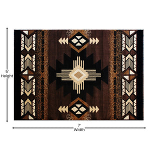 English Elm Mohave Collection Southwestern Style Area Rug - Durable Olefin Fibers with Jute Backing for Comfort Chocolate 5' x 7' ACD-RG136-57-CO-GG