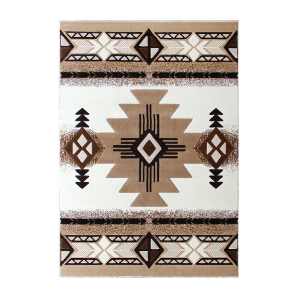 English Elm Mohave Collection Southwestern Style Area Rug - Durable Olefin Fibers with Jute Backing for Comfort Ivory 5' x 7' ACD-RG180-57-IV-GG