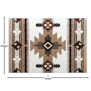 English Elm Mohave Collection Southwestern Style Area Rug - Durable Olefin Fibers with Jute Backing for Comfort Ivory 5' x 7' ACD-RG180-57-IV-GG
