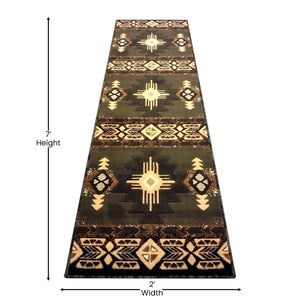 English Elm Mohave Collection Southwestern Style Area Rug - Durable Olefin Fibers with Jute Backing for Comfort Sage 2' x 7' ACD-RG181-27-SG-GG