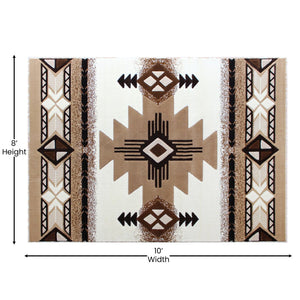 English Elm Mohave Collection Southwestern Style Area Rug - Durable Olefin Fibers with Jute Backing for Comfort Ivory 8' x 10' ACD-RG184-810-IV-GG