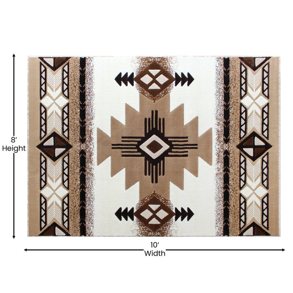 English Elm Mohave Collection Southwestern Style Area Rug - Durable Olefin Fibers with Jute Backing for Comfort Ivory 8' x 10' ACD-RG184-810-IV-GG