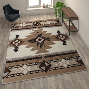English Elm Mohave Collection Southwestern Style Area Rug - Durable Olefin Fibers with Jute Backing for Comfort Ivory 8' x 10' ACD-RG184-810-IV-GG
