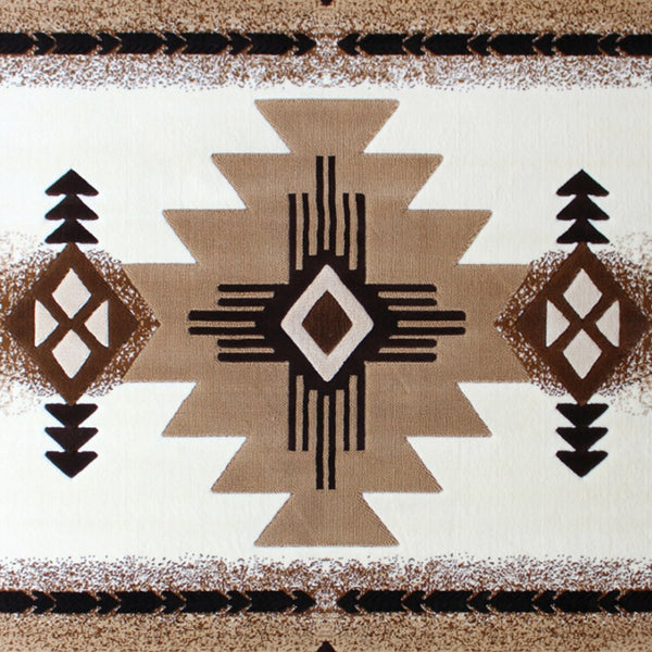 English Elm Mohave Collection Southwestern Style Area Rug - Durable Olefin Fibers with Jute Backing for Comfort Ivory 8' x 10' ACD-RG184-810-IV-GG