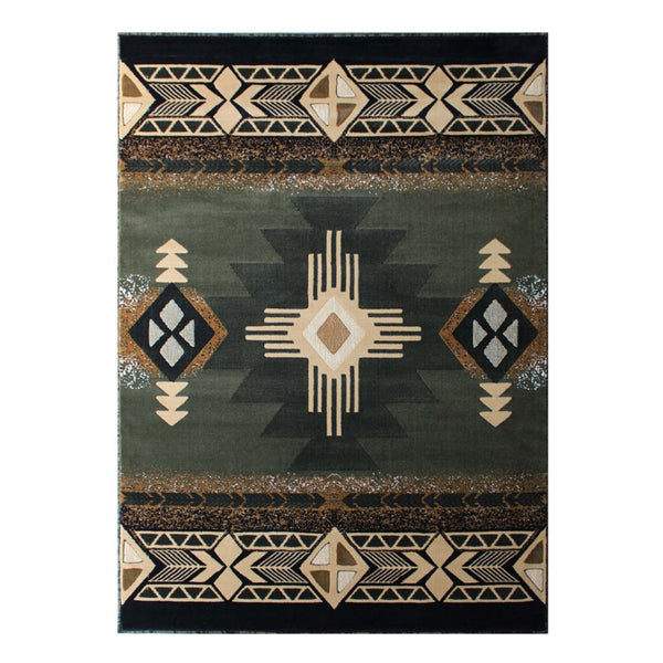 English Elm Mohave Collection Southwestern Style Area Rug - Durable Olefin Fibers with Jute Backing for Comfort Sage 5' x 7' ACD-RG2-57-SG-GG