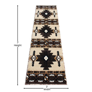 English Elm Mohave Collection Southwestern Style Area Rug - Durable Olefin Fibers with Jute Backing for Comfort Brown 2' x 7' ACD-RG202-27-BN-GG