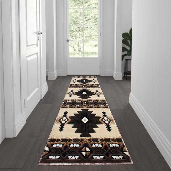 English Elm Mohave Collection Southwestern Style Area Rug - Durable Olefin Fibers with Jute Backing for Comfort Brown 2' x 7' ACD-RG202-27-BN-GG