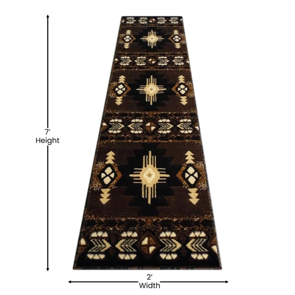 English Elm Mohave Collection Southwestern Style Area Rug - Durable Olefin Fibers with Jute Backing for Comfort Chocolate 2' x 7' ACD-RG209-27-CO-GG