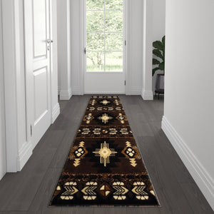 English Elm Mohave Collection Southwestern Style Area Rug - Durable Olefin Fibers with Jute Backing for Comfort Chocolate 2' x 7' ACD-RG209-27-CO-GG