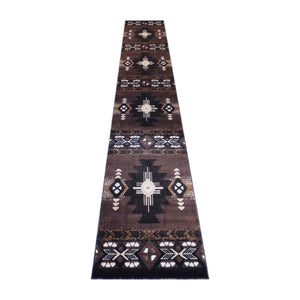 English Elm Mohave Collection Southwestern Style Area Rug - Durable Olefin Fibers with Jute Backing for Comfort Chocolate 3' x 16' ACD-RG2143-316-CO-GG