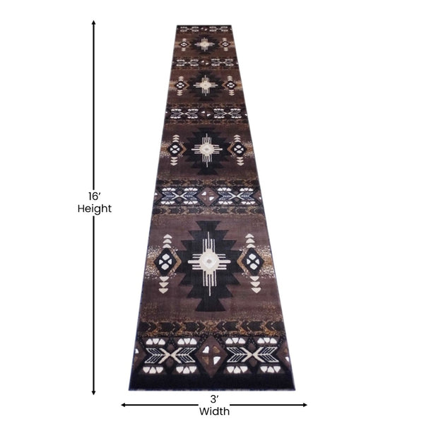 English Elm Mohave Collection Southwestern Style Area Rug - Durable Olefin Fibers with Jute Backing for Comfort Chocolate 3' x 16' ACD-RG2143-316-CO-GG