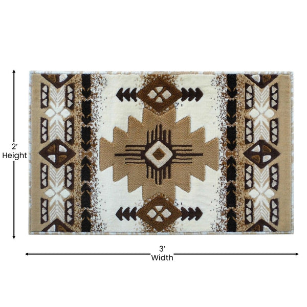 English Elm Mohave Collection Southwestern Style Area Rug - Durable Olefin Fibers with Jute Backing for Comfort Ivory 2' x 3' ACD-RG2592-23-IV-GG