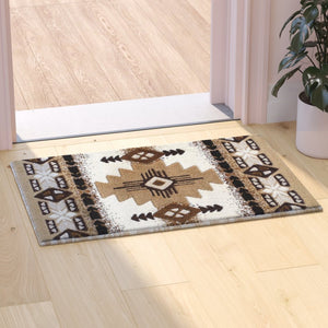 English Elm Mohave Collection Southwestern Style Area Rug - Durable Olefin Fibers with Jute Backing for Comfort Ivory 2' x 3' ACD-RG2592-23-IV-GG