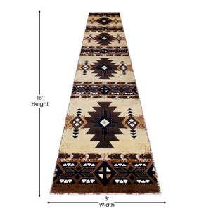English Elm Mohave Collection Southwestern Style Area Rug - Durable Olefin Fibers with Jute Backing for Comfort Brown 3' x 16' ACD-RG2813-316-BN-GG