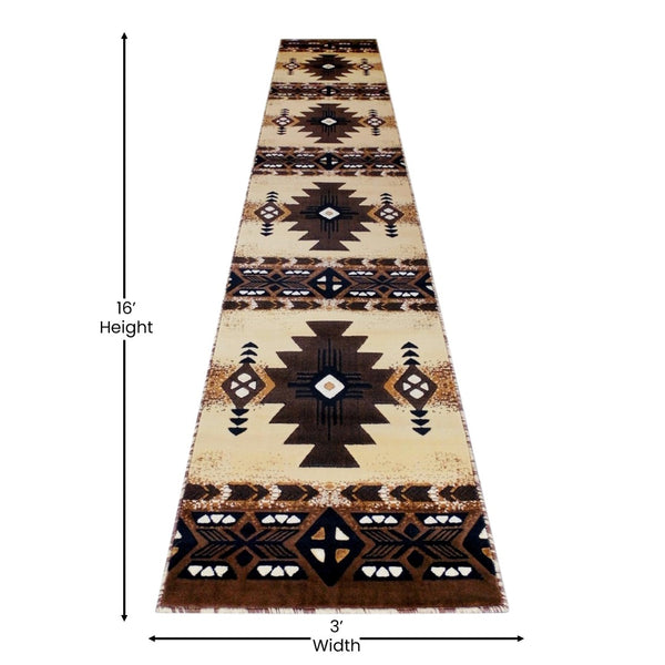 English Elm Mohave Collection Southwestern Style Area Rug - Durable Olefin Fibers with Jute Backing for Comfort Brown 3' x 16' ACD-RG2813-316-BN-GG